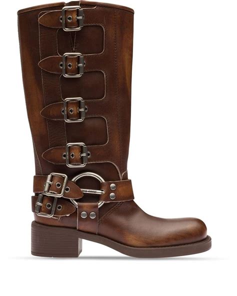 miu miu brown leather boots|miu leather boots.